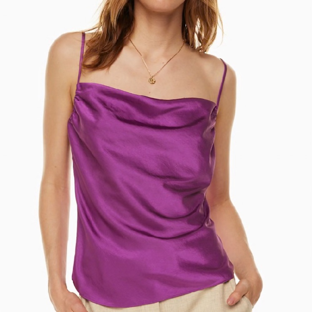 Wilfred Purple Satin Cowl Neck Camisole